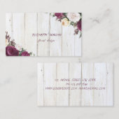 Modern Rustic Burgundy Floral Wood Texture Visitekaartje (Voorkant / Achterkant)