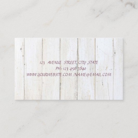 Modern Rustic Burgundy Floral Wood Texture Visitekaartje (Achterkant)