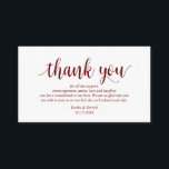 Modern Rustic Burgundy Script, bruiloft Dank je Informatiekaartje<br><div class="desc">Dit is de Moderne Rustic,  het Burgundy Manuscript,  de Kaart van de Ontvanging van het huwelijk. U kunt de doopvontkleuren veranderen,  en uw trouwdetails in de passende doopvont/het schrijven toevoegen. #TeeshaDerrick</div>