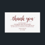 Modern Rustic Burgundy Script, bruiloft Dank je Informatiekaartje<br><div class="desc">Dit is de Moderne Rustic,  het Burgundy Manuscript,  de Kaart van de Ontvanging van het huwelijk. U kunt de doopvontkleuren veranderen,  en uw trouwdetails in de passende doopvont/het schrijven toevoegen. #TeeshaDerrick</div>