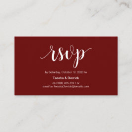 Modern Rustic, Burgundy script, online RSVP Informatiekaartje