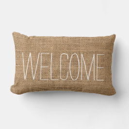 Modern rustic burlap Welkom Kussen
