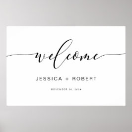 Modern Rustic Calligrafie Huwelijks Welkomstbord Poster