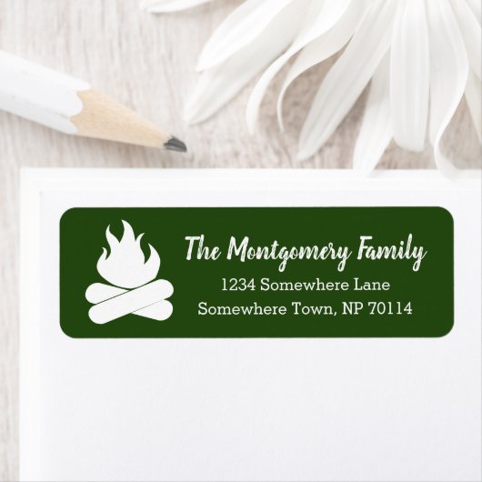 Modern Rustic Campfire & Family Name Etiket (Insitu)