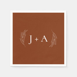 Modern Rustic Chic Botanical Monogram Wedding Servet