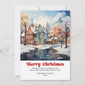 Modern rustic Christmas scene festive holiday card Feestdagenkaart (Voorkant)