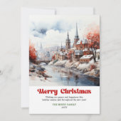 Modern rustic Christmas scene watercolor holiday Feestdagenkaart (Voorkant)