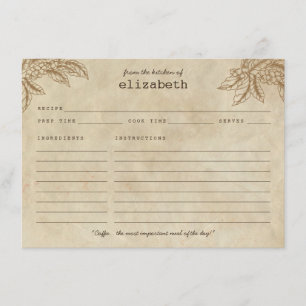 Modern Rustic Coffee Plant Bonen Quote Recept Kaar Informatiekaartje