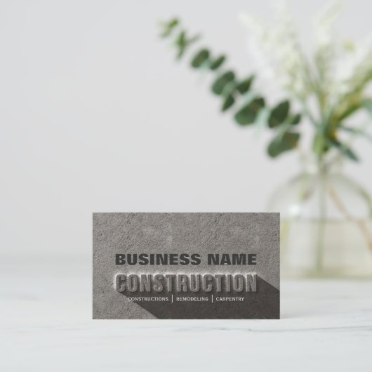 Modern Rustic Concrete Rock Text Construction Visitekaartje (Staand voorkant)