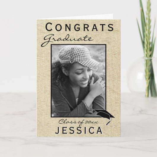 Modern Rustic Congrats Afstuderen Afstuderen Foto Kaart (Voorkant)