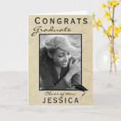 Modern Rustic Congrats Afstuderen Afstuderen Foto Kaart (Gele Bloem)