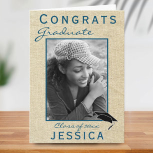 Modern Rustic Congrats Afstuderen Afstuderen Foto Kaart