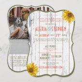 Modern Rustic Country Barn, Boho Sunflower Wedding Kaart (Voorkant / Achterkant)