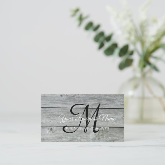 Modern Rustic Country Barn Monogram Script Visitekaartje (Staand voorkant)