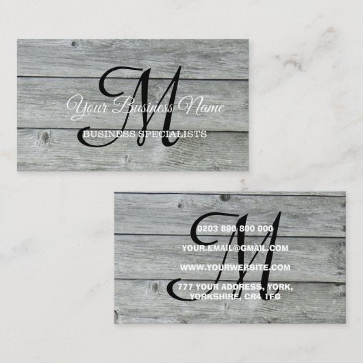 Modern Rustic Country Barn Monogram Script Visitekaartje (Voorkant / Achterkant)