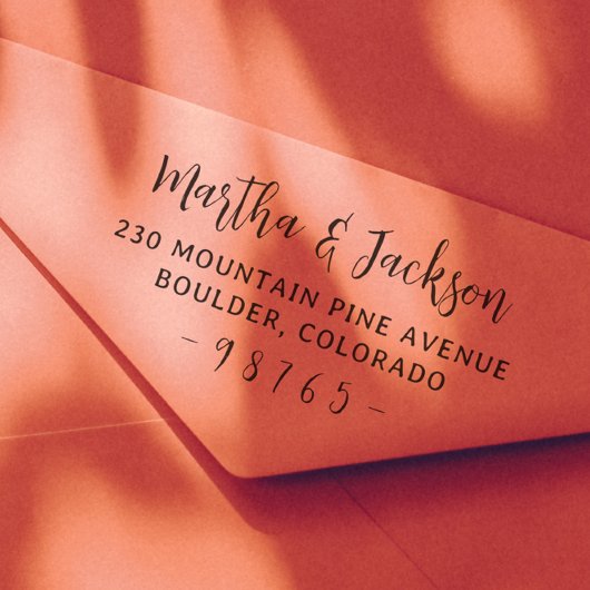 Modern Rustic Couple Names Wedding Return Address Zelfinktende Stempel