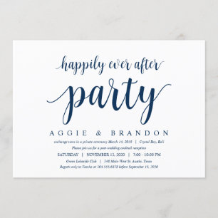 Modern Rustic Cute, Navy Blue, Wedding Elopement Kaart