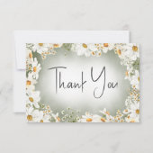 Modern Rustic Daisy Lijst Green Wedding Bedankkaart (Voorkant)