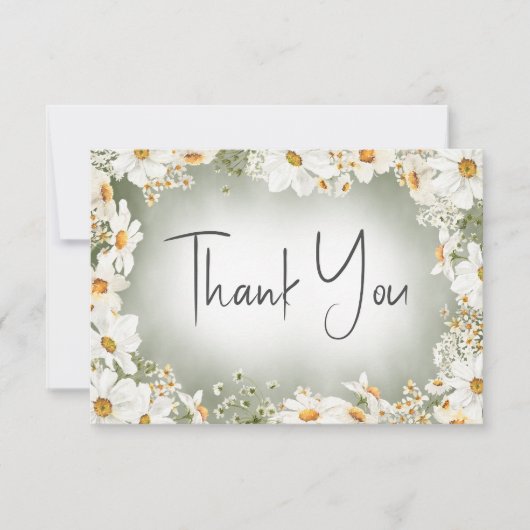 Modern Rustic Daisy Lijst Green Wedding Bedankkaart (Voorkant)
