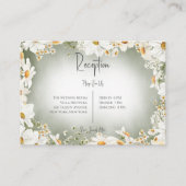 Modern Rustic Daisy Lijst Green Wedding Reception Informatiekaartje (Voorkant)