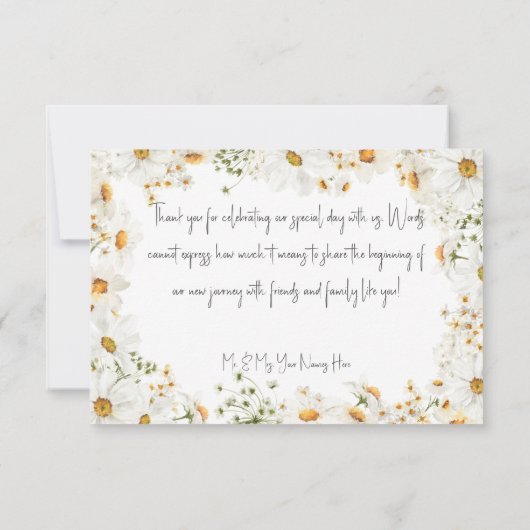 Modern Rustic Daisy Lijst Wedding Bedankkaart (Achterkant)