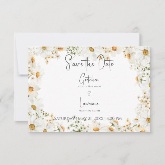 Modern Rustic Daisy Lijst Wedding Save The Date (Voorkant)