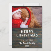 Modern Rustic Dark Wood Merry-kerstfotokaart (Voorkant)