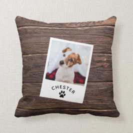 Modern Rustic Dark Wood Pet Photo Dog Mam Cat Kussen