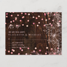 Modern Rustic Dusty Roos Pink Confetti Wedding Briefkaart