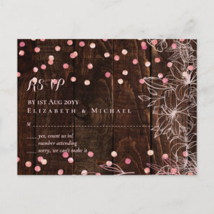 Modern Rustic Dusty Roos Pink Confetti Wedding Briefkaart