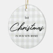 Modern Rustic Eerste Kerstmis in New Home Foto Keramisch Ornament (Links)