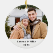 Modern Rustic Eerste Kerstmis in New Home Foto Keramisch Ornament (Achterkant)