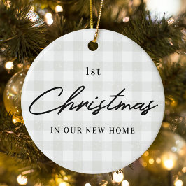 Modern Rustic Eerste Kerstmis in New Home Foto Keramisch Ornament