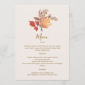Modern Rustic Fall Boho Flower Wedding Menu (Voorkant)