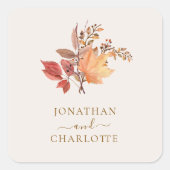 Modern Rustic Fall Boho Flower Wedding Vierkante Sticker (Voorkant)