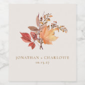 Modern Rustic Fall Boho Flower Wedding  Wijn Etiket (Enkel label)