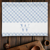 Modern Rustic Family Monogram Blue Gingham Pset Theedoek