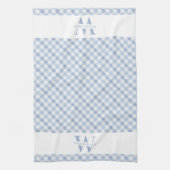 Modern Rustic Family Monogram Blue Gingham Pset Theedoek (Verticaal)