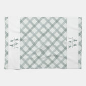 Modern Rustic Family Monogram Green Gingham Pset Theedoek (Horizontaal)
