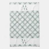 Modern Rustic Family Monogram Green Gingham Pset Theedoek (Verticaal)