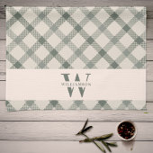 Modern Rustic Family Monogram Green Gingham Pset Theedoek