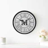 Modern Rustic Farmhouse Family Monogram Wood Grote Klok (Huis)