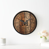 Modern Rustic Farmhouse Monogram Barnwood Grote Klok (Huis)