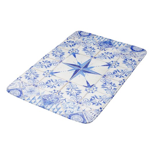 Modern Rustic Farmhouse Nautical Beach Blue Badmat (Gekanteld)