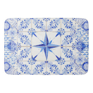 Modern Rustic Farmhouse Nautical Beach Blue Badmat