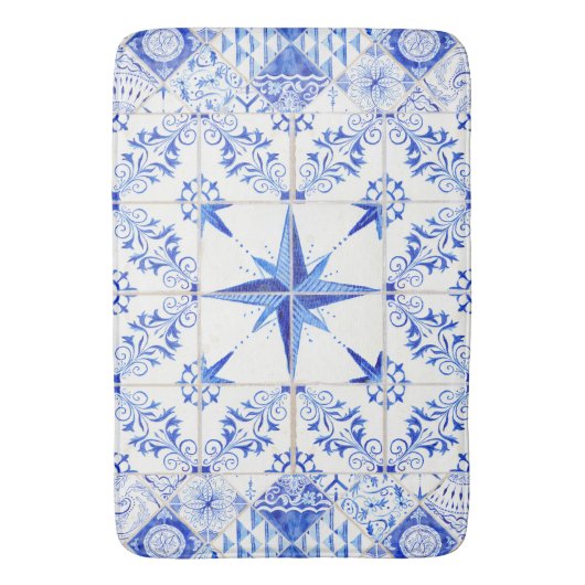 Modern Rustic Farmhouse Nautical Beach Blue Badmat (Voorkant Verticaal)