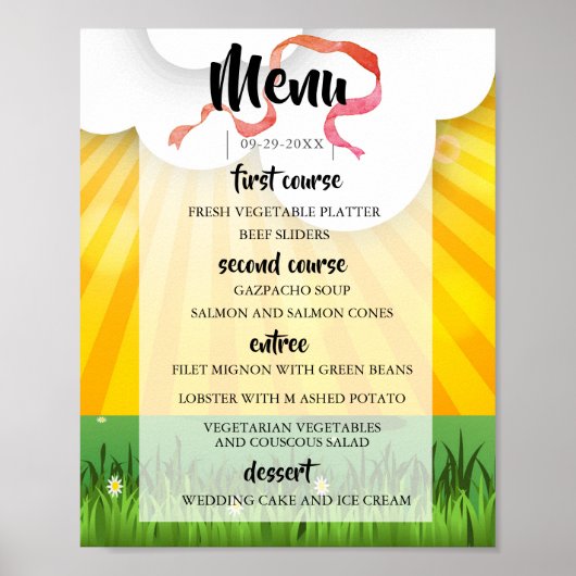 Modern Rustic Feest Wedfest Menu Poster (Voorkant)