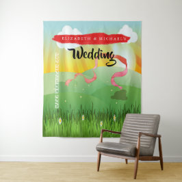 Modern Rustic Festival Wedfest Bruiloft Foto Prop Wandkleed