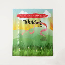 Modern Rustic Festival Wedfest Bruiloft Foto Prop Wandkleed