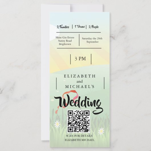 Modern Rustic Festival Wedfest QR Weddenschap (Achterkant)